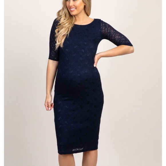 Pinkblush Dresses & Skirts - NWT PinkBlush maternity navy lace midi dress